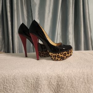 Steve Madden pumps with  black and leopard and red heel